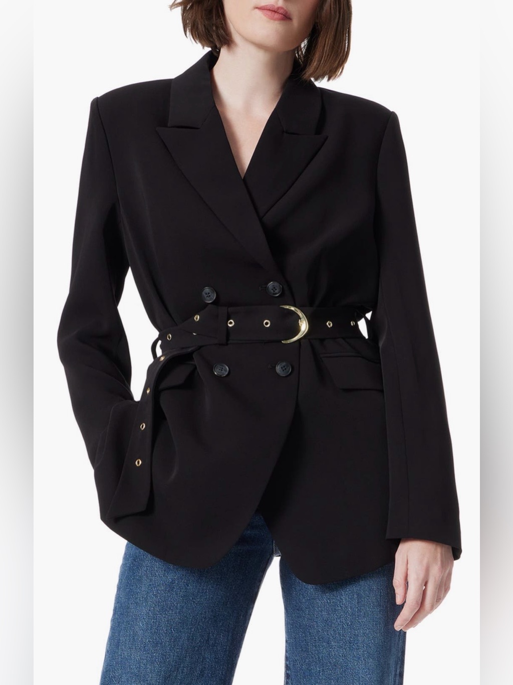 Nwt - Dee Ocleppo Women Everly Double Breasted Belted Wide Blazer